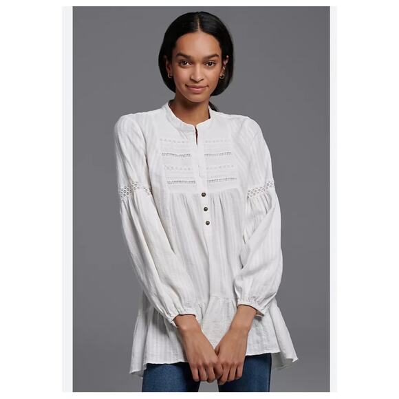 Anthropologie Embroidered Haley Lace Tunic SZ M Boho Style High-Low - Picture 1 of 9